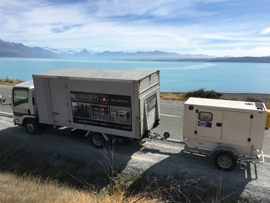 NZ Grinders Truck and trailer on the road