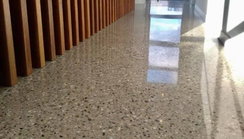 Hallway polished concrete floor Tauranga NZ Grinders