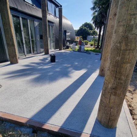 Bush hammer outdoor patio NZ Grinders Tauranga