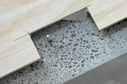 Lifting eyes on polished concrete stairs repair solution - after