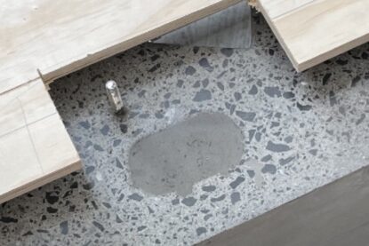 Lifting eyes on polished concrete stairs repair solution -before