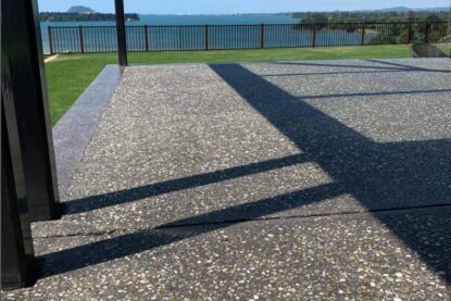 Outside floor concrete finishes bush hammer texture