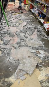 Tile Uplift being completed in a supermarket