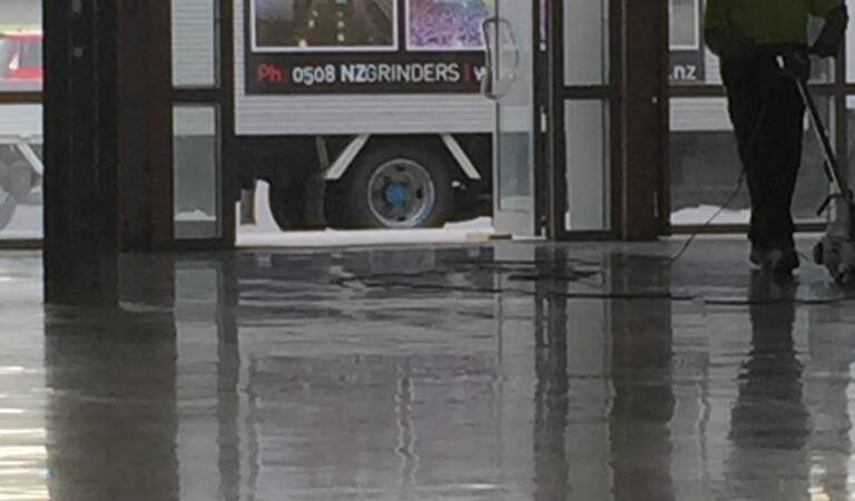 Shiny finish marble floor NZ Grinders Tauranga Industrial