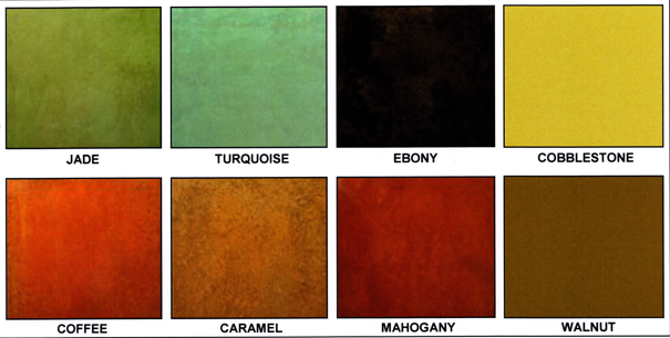 stained concrete floor nz grinders tauranga sample sheet 1 colours Colour sample card stained concrete nz grinders tauranga nz