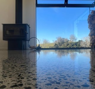 Full stone exposure polished concrete NZ Grinders Tauranga Queenstown