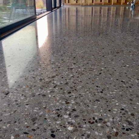 Full stone exposure aggregate floor NZ Grinders Tauranga Queenstown