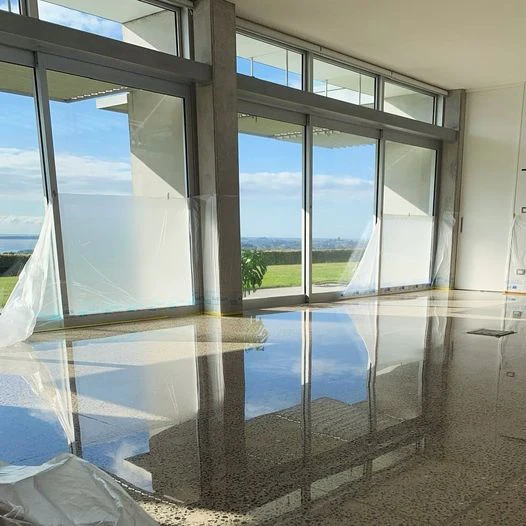 Full stone exposure aggregate floor NZ Grinders Tauranga Queenstown