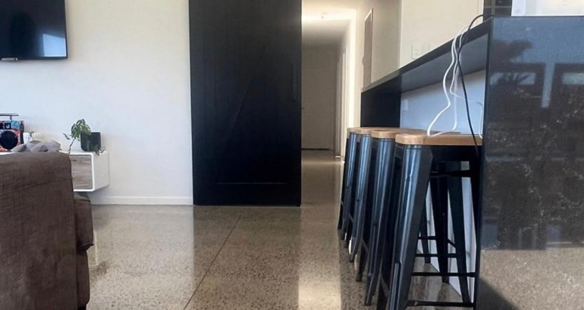 kitchen with polished concrete floor